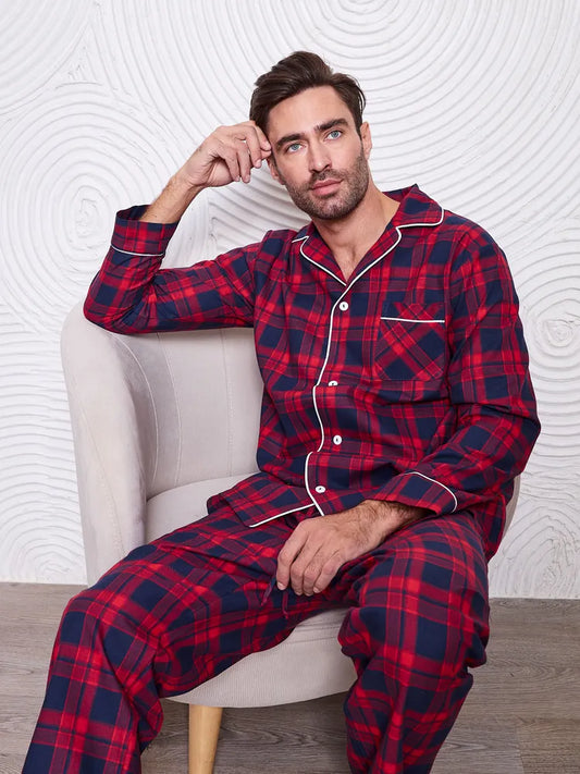 Red Checkered Nightsuit 100% Cotton - Bella Babe by SK Nightsuit-Nightdress-Robes-Silk-Satin-Nighty-Gown-Nightwear-Shorts-Pajamas-Nightsuit-for-women-men-bathrobe-Satin-dress-cotton- 