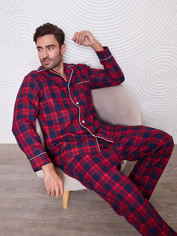 Red Checkered Nightsuit 100% Cotton - Bella Babe by SK Nightsuit-Nightdress-Robes-Silk-Satin-Nighty-Gown-Nightwear-Shorts-Pajamas-Nightsuit-for-women-men-bathrobe-Satin-dress-cotton- 