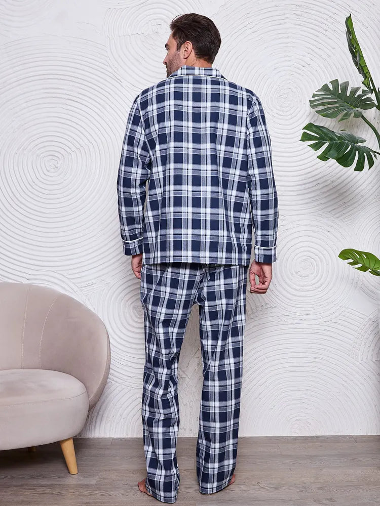 Blue Checkered Nightsuit 100% Cotton - Bella Babe by SK Nightsuit-Nightdress-Robes-Silk-Satin-Nighty-Gown-Nightwear-Shorts-Pajamas-Nightsuit-for-women-men-bathrobe-Satin-dress-cotton- 