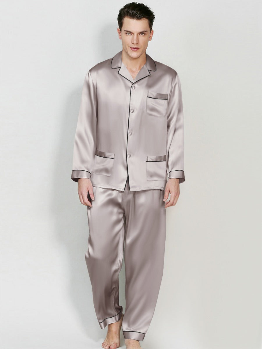 Satin Nightwear with Contrast Piping for Couples