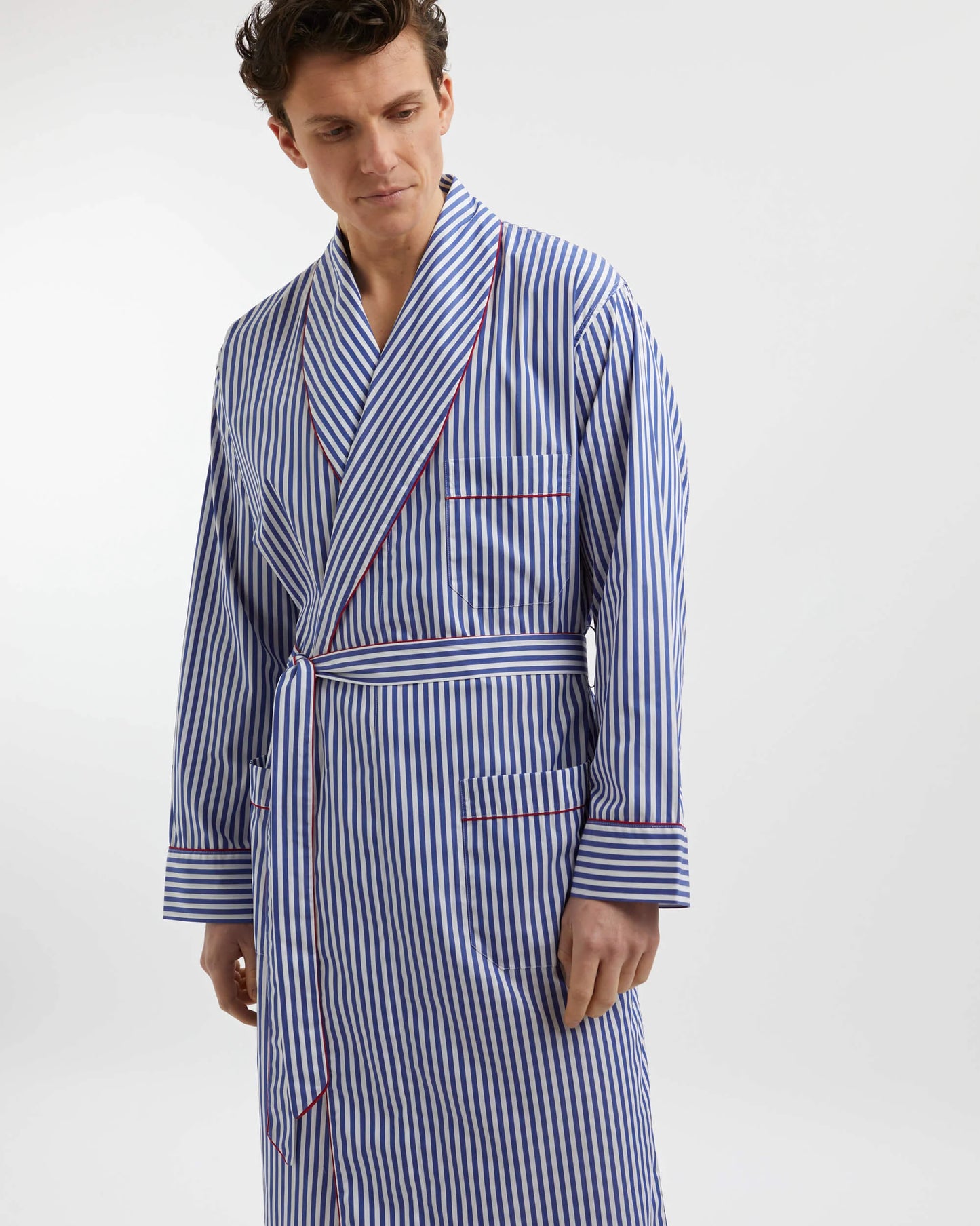 Oxford Stripe Robe 100% Cotton - Bella Babe by SK Nightsuit-Nightdress-Robes-Silk-Satin-Nighty-Gown-Nightwear-Shorts-Pajamas-Nightsuit-for-women-men-bathrobe-Satin-dress-cotton- 