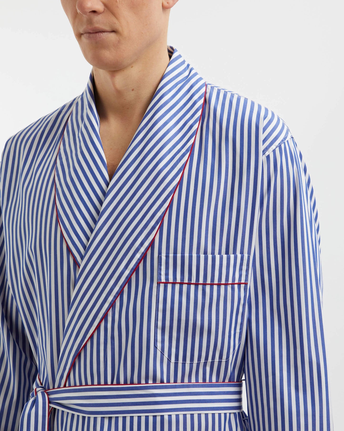 Oxford Stripe Robe 100% Cotton - Bella Babe by SK Nightsuit-Nightdress-Robes-Silk-Satin-Nighty-Gown-Nightwear-Shorts-Pajamas-Nightsuit-for-women-men-bathrobe-Satin-dress-cotton- 