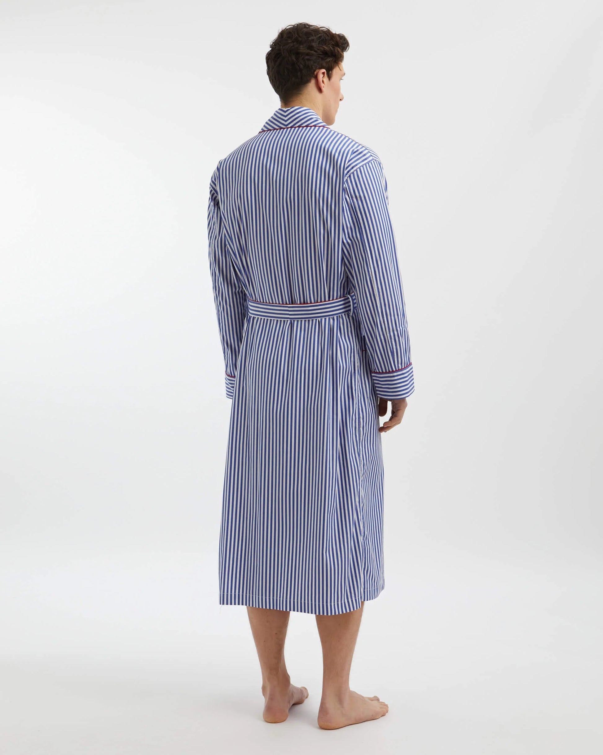 Oxford Stripe Robe 100% Cotton - Bella Babe by SK Nightsuit-Nightdress-Robes-Silk-Satin-Nighty-Gown-Nightwear-Shorts-Pajamas-Nightsuit-for-women-men-bathrobe-Satin-dress-cotton- 