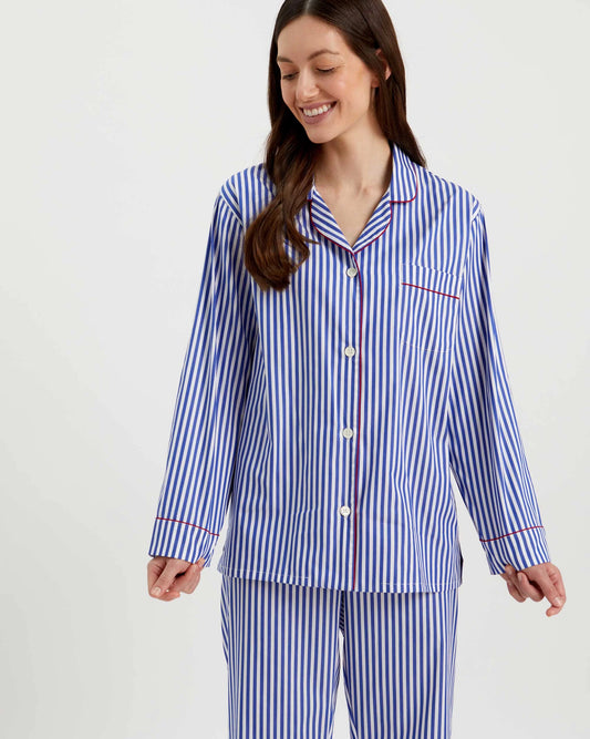 Loungewear Set Oxford Stripe 100% Cotton - Bella Babe by SK Nightsuit-Nightdress-Robes-Silk-Satin-Nighty-Gown-Nightwear-Shorts-Pajamas-Nightsuit-for-women-men-bathrobe-Satin-dress-cotton- 