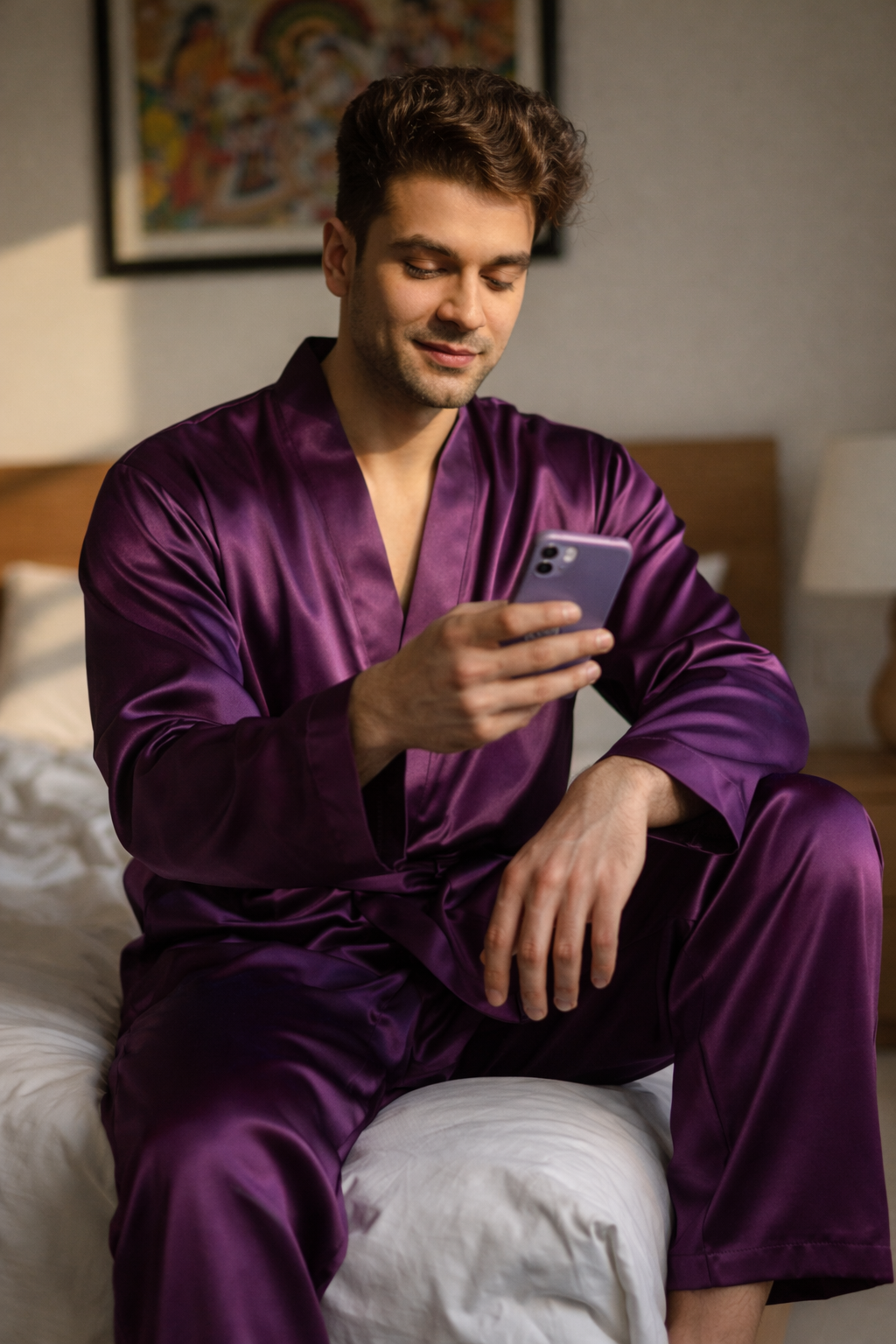 رداء سادة مع شورت/بيجاما