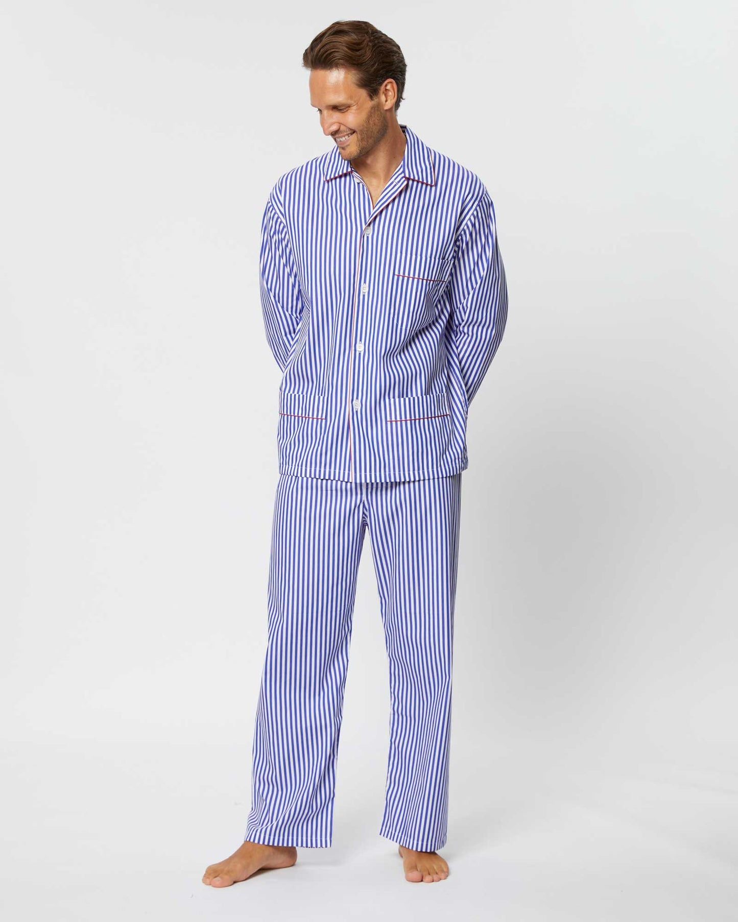 Oxford Stripe Loungewear 100% Cotton - Bella Babe by SK Nightsuit-Nightdress-Robes-Silk-Satin-Nighty-Gown-Nightwear-Shorts-Pajamas-Nightsuit-for-women-men-bathrobe-Satin-dress-cotton- 