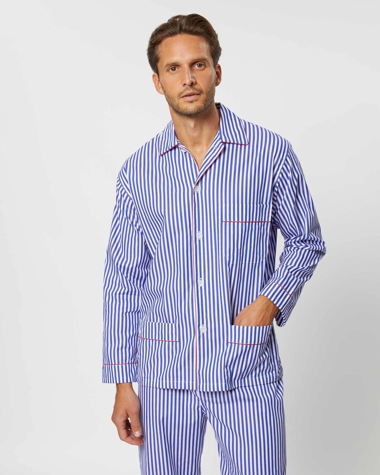 Oxford Stripe Loungewear 100% Cotton - Bella Babe by SK Nightsuit-Nightdress-Robes-Silk-Satin-Nighty-Gown-Nightwear-Shorts-Pajamas-Nightsuit-for-women-men-bathrobe-Satin-dress-cotton- 