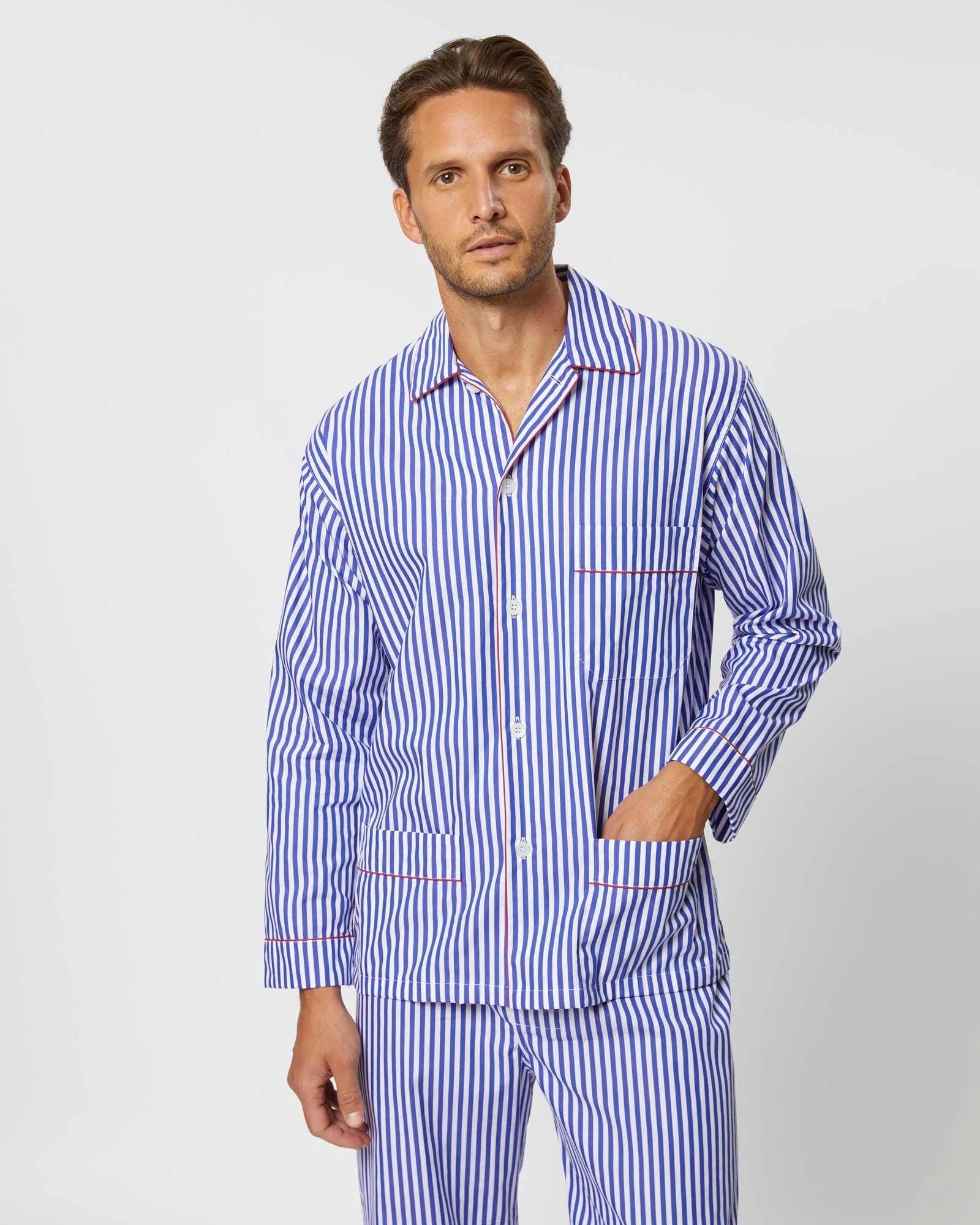 Oxford Stripe Loungewear 100% Cotton - Bella Babe by SK Nightsuit-Nightdress-Robes-Silk-Satin-Nighty-Gown-Nightwear-Shorts-Pajamas-Nightsuit-for-women-men-bathrobe-Satin-dress-cotton- 