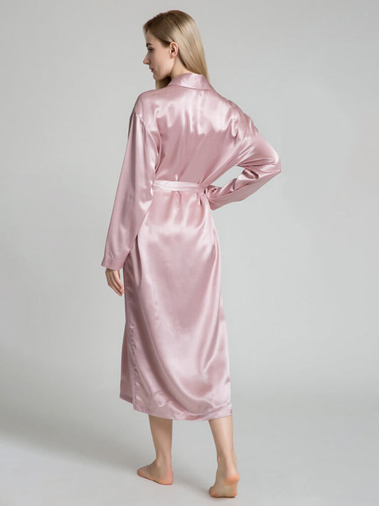 Long Robe (Shawl Collar) - Bella Babe by SK Nightsuit-Nightdress-Robes-Silk-Satin-Nighty-Gown-Nightwear-Shorts-Pajamas-Nightsuit-for-women-men-bathrobe-Satin-dress-cotton- 