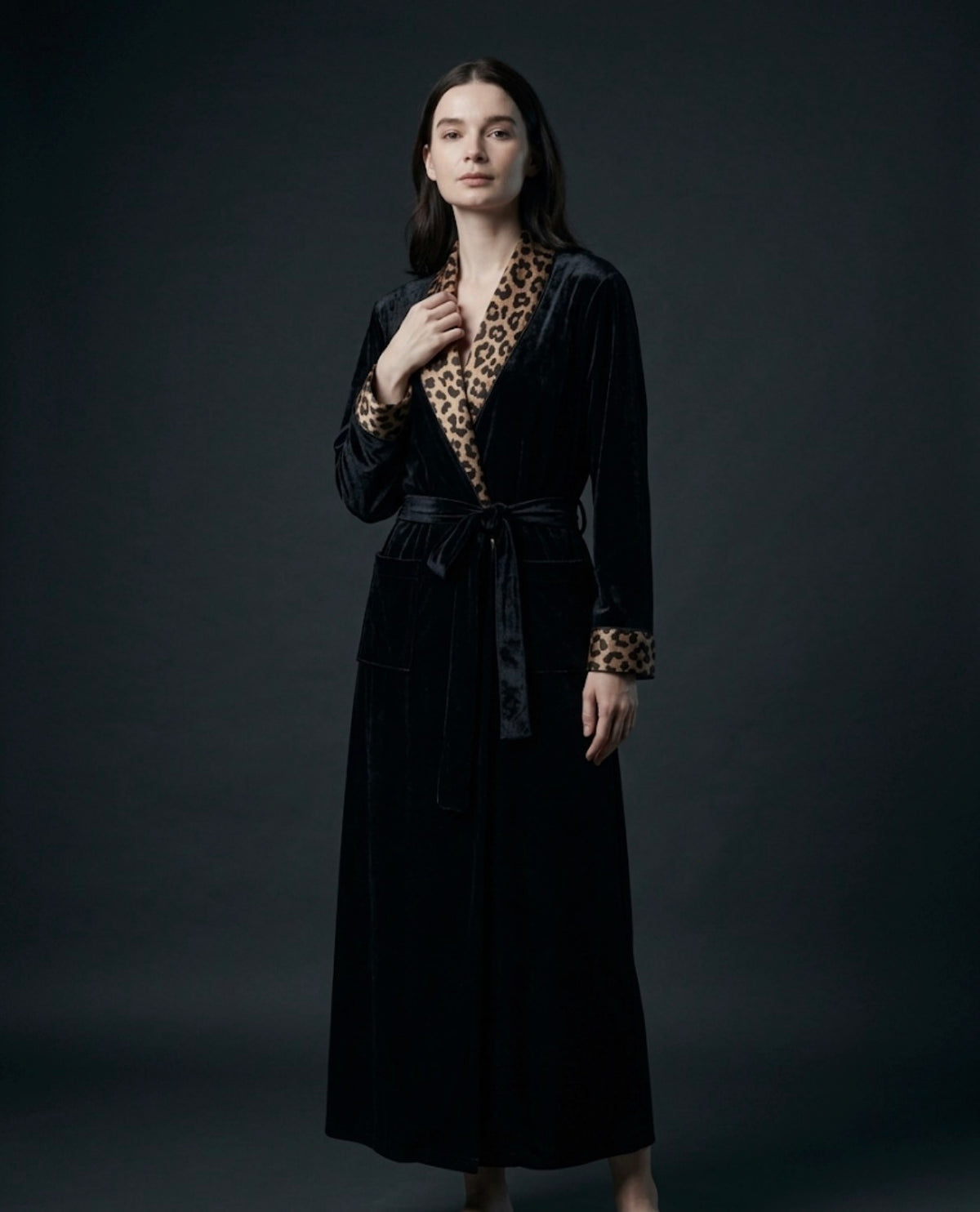 Italian Velvet Dressing Gown for Women, Satin Shawl Collar Luxury Robe