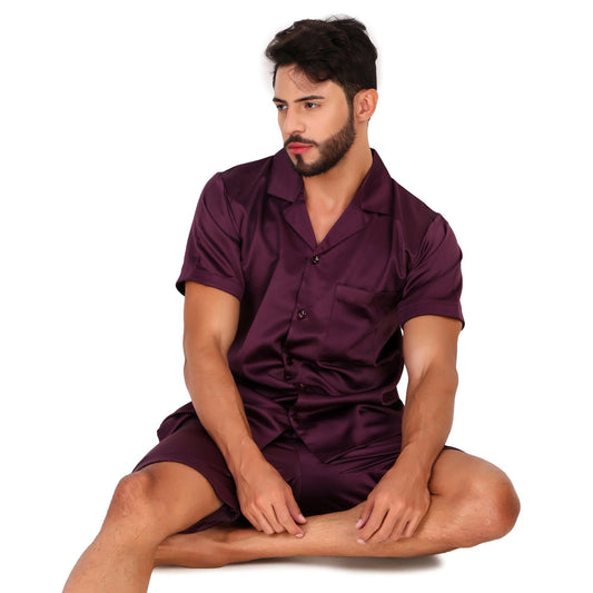 Half Sleeve Satin Co-ords (Purple).