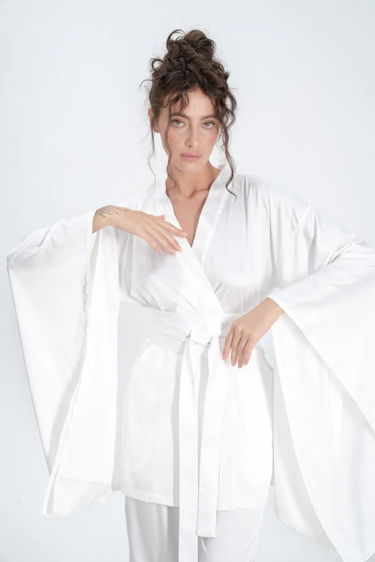 Bridal Kimono Silky Satin - Bella Babe by SK Nightsuit Nightdress Robes Silk Satin Nighty Gown Nightwear 