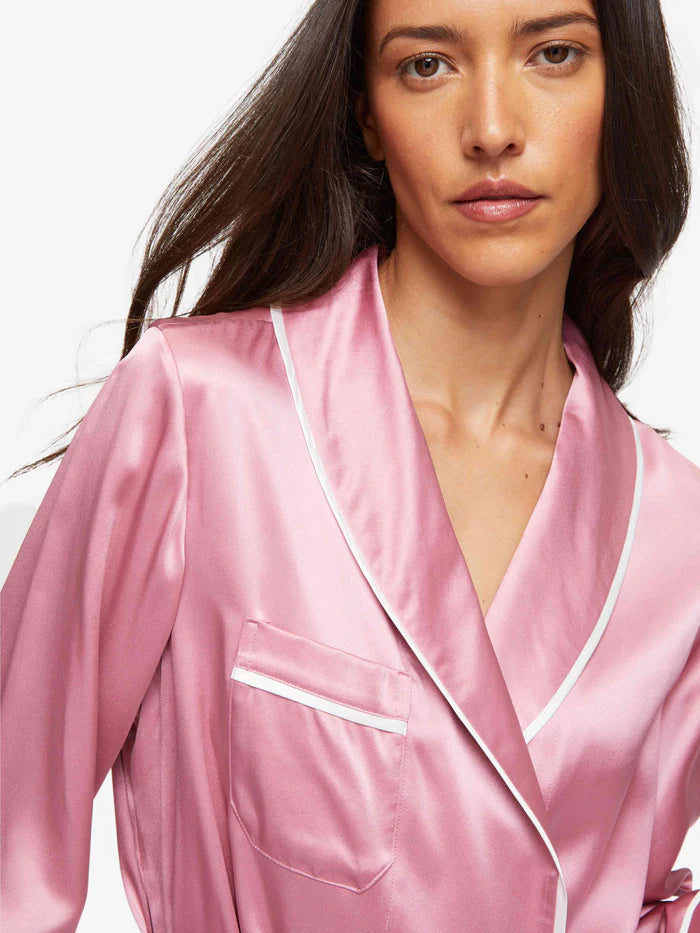 Long Dressing Gown in Pink - Bella Babe by SK Nightsuit-Nightdress-Robes-Silk-Satin-Nighty-Gown-Nightwear-Shorts-Pajamas-Nightsuit-for-women-men-bathrobe-Satin-dress-cotton- 