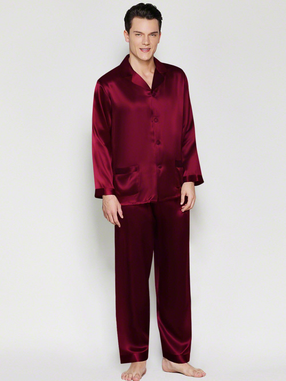 Satin Silk Set (Wine) - Bella Babe by SK Nightsuit Nightdress Robes Silk Satin Nighty Gown Nightwear 