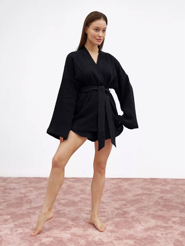 Muslin Robe and Booty Shorts set