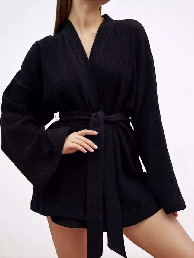 Muslin Robe and Booty Shorts set