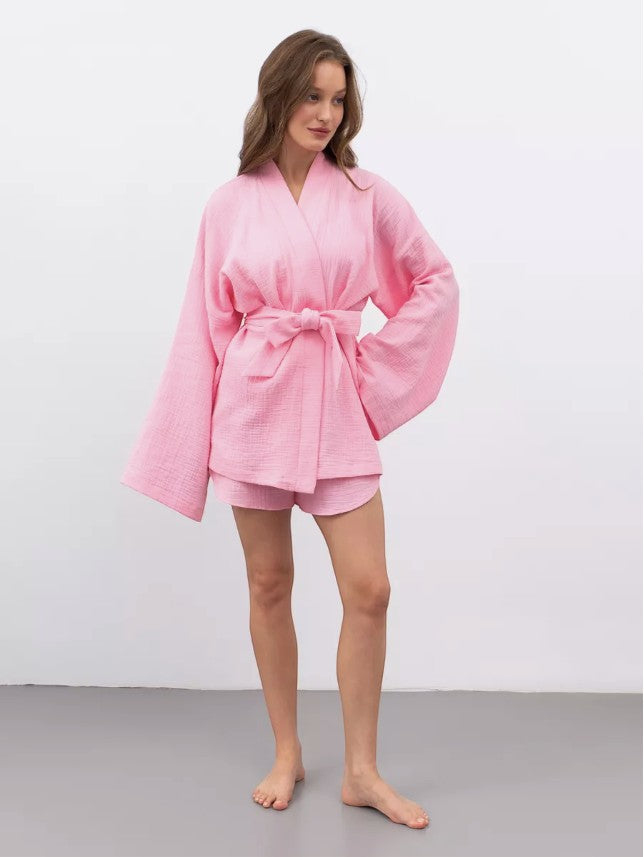 Muslin Robe and Booty Shorts set