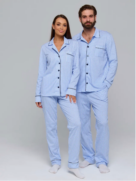 Checkered Couple Nightsuit in 100% Cotton