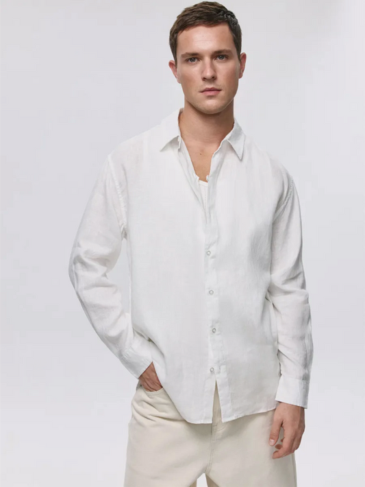 Premium men's linen shirt made from high-quality cotton fabric, offering elegance and comfort