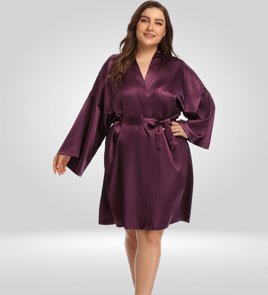 Dressing Robe Plus Size - Bella Babe by SK Nightsuit Nightdress Robes Silk Satin Nighty Gown Nightwear 