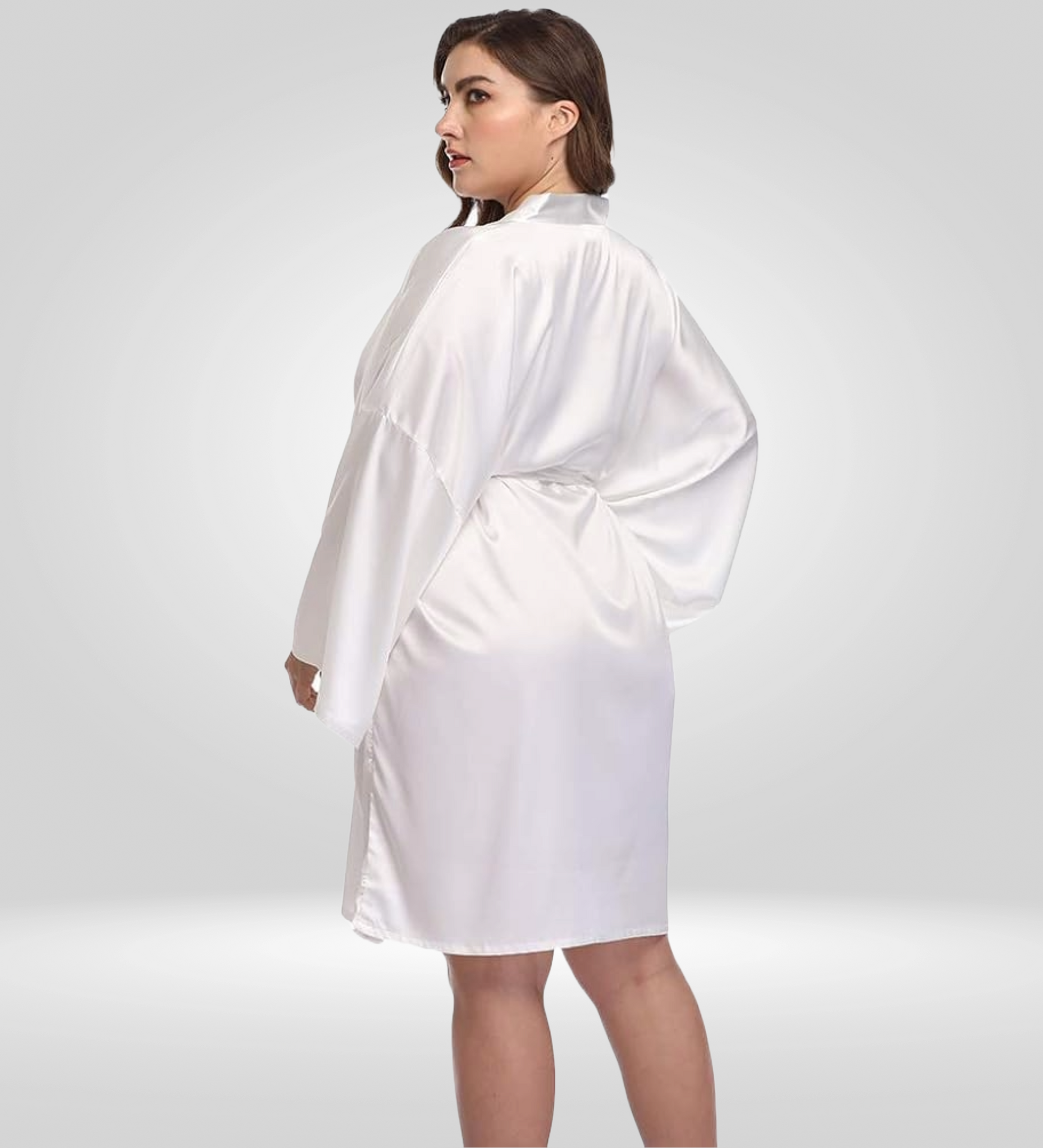 Plus size white silk robe hotsell