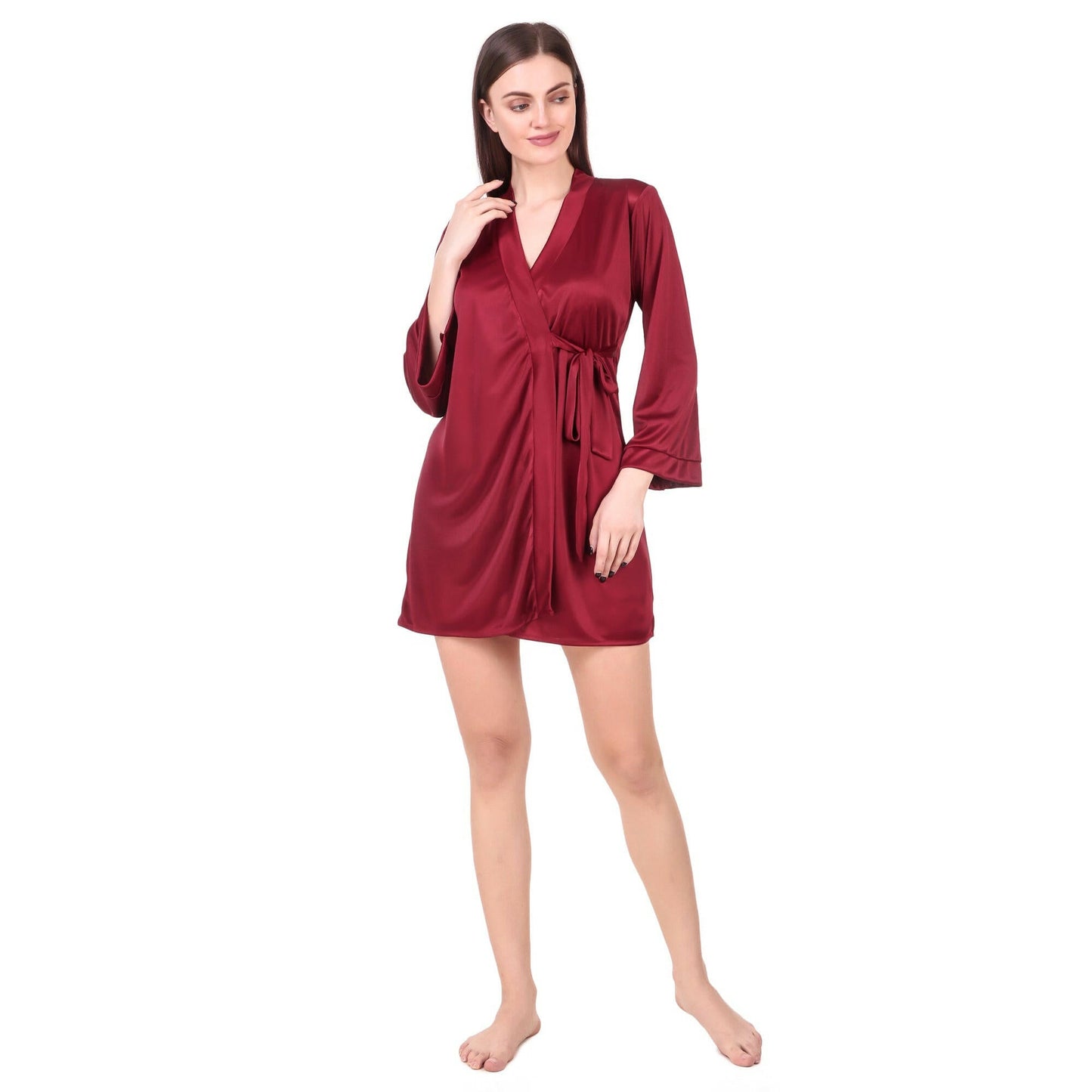 Babydoll Robe Set Wine - Bella Babe by SK