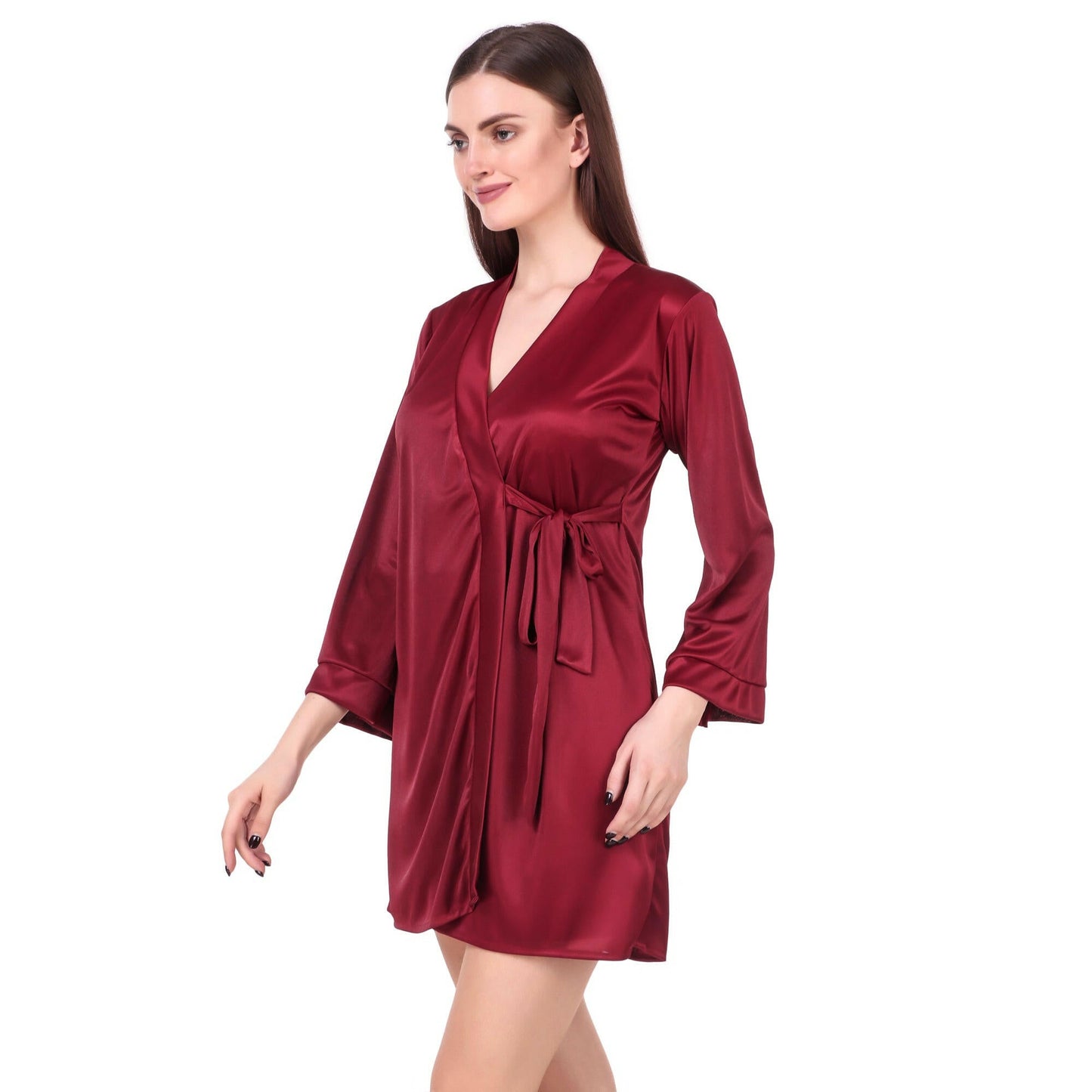 Babydoll Robe Set Wine - Bella Babe by SK