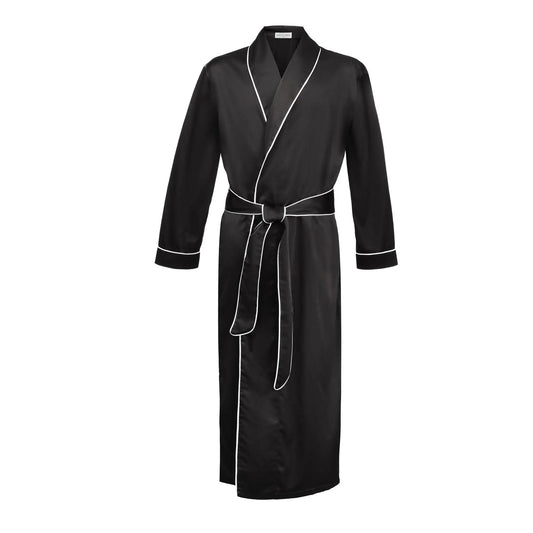 Classic Robe with Piping (Side Pockets) - Bella Babe by SK Nightsuit Nightdress Robes Silk Satin Nighty Gown Nightwear 