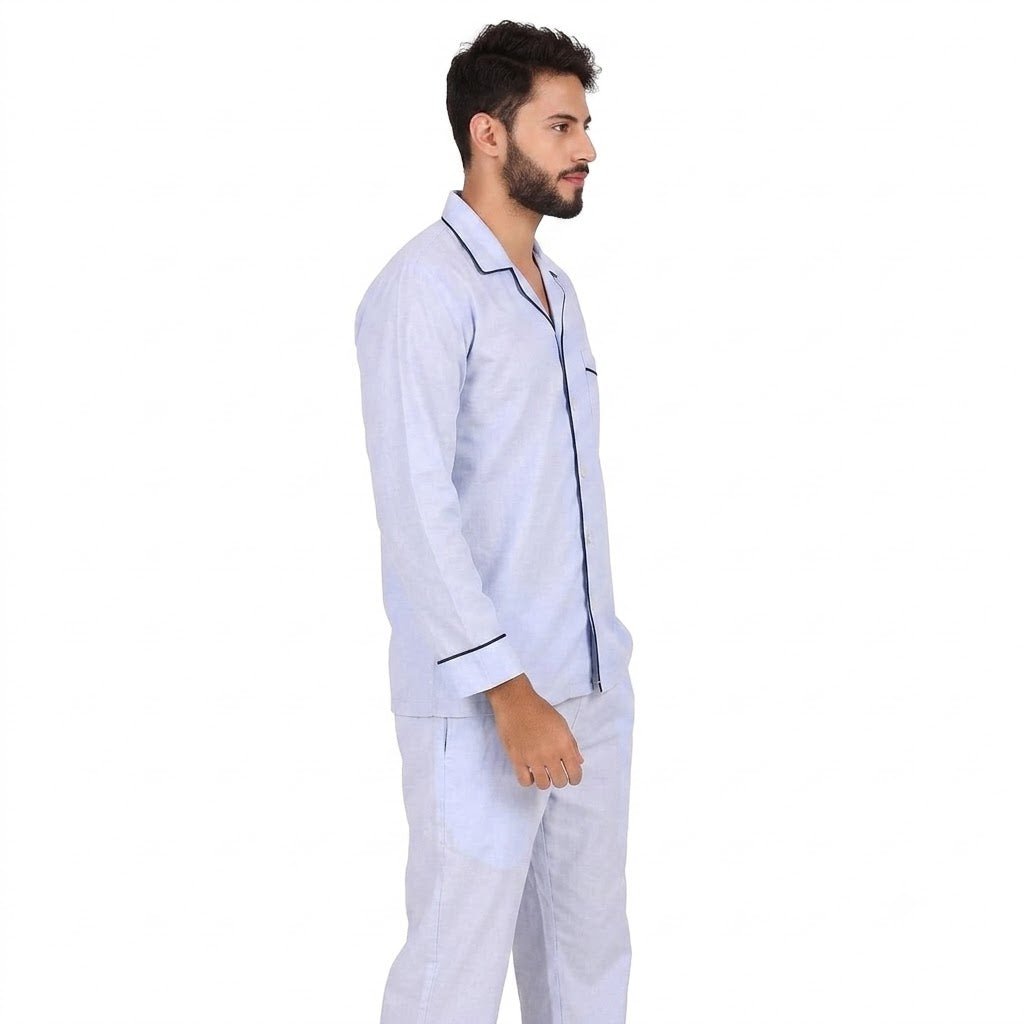 Blue Solid Nightsuit 100% Cotton - Bella Babe by SK