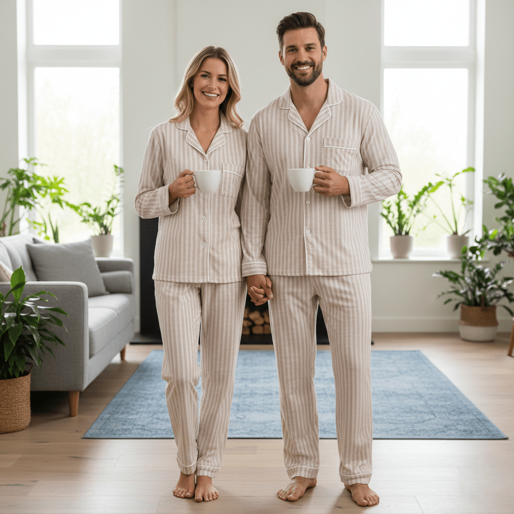 Checkered Couple Nightsuit in 100% Cotton - Bella Babe by SK