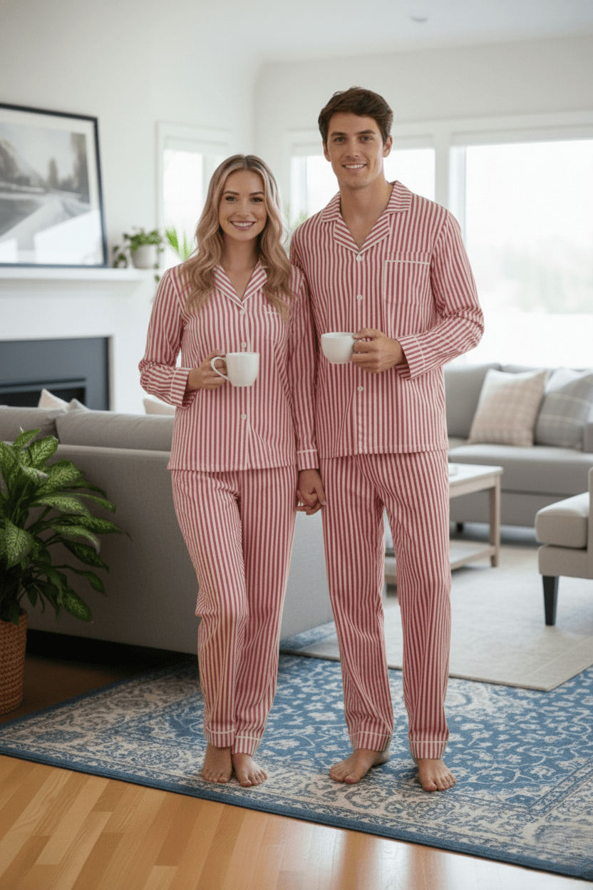 Checkered Couple Nightsuit in 100% Cotton - Bella Babe by SK
