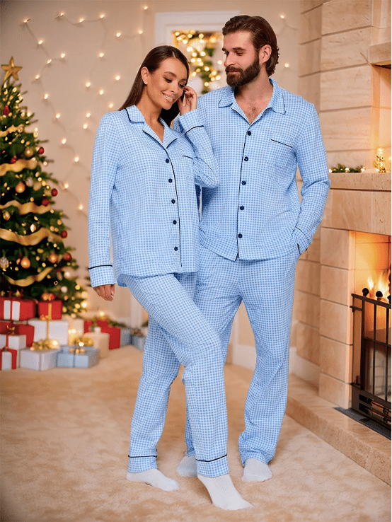 Checkered Couple Nightsuit in 100% Cotton - Bella Babe by SK