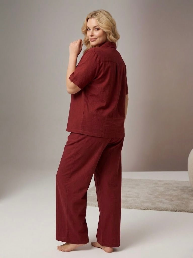 Chic Sleeve Solid Cotton Lounge Set - Bella Babe by SK