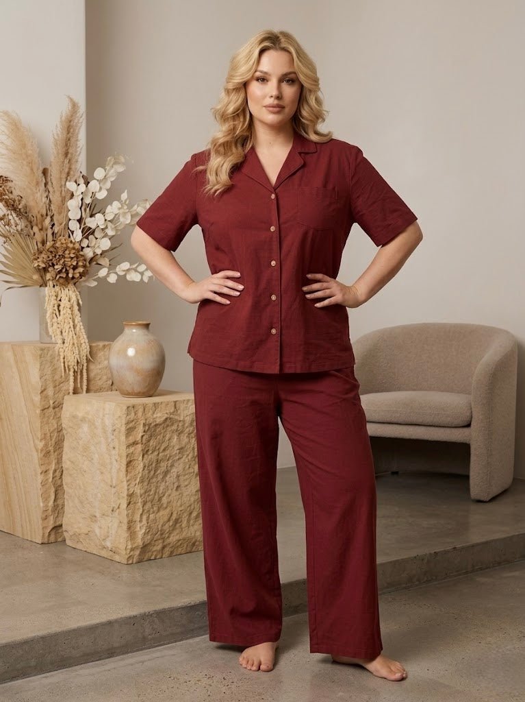 Chic Sleeve Solid Cotton Lounge Set - Bella Babe by SK