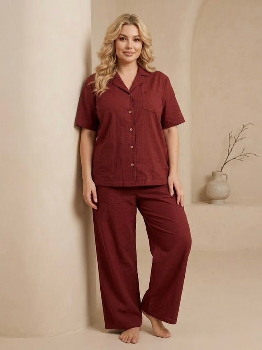 Chic Sleeve Solid Cotton Lounge Set - Bella Babe by SK