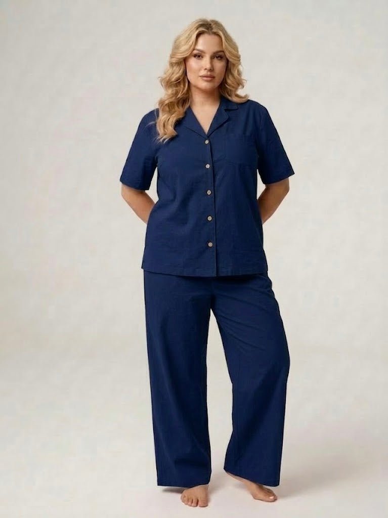 Chic Sleeve Solid Cotton Lounge Set - Bella Babe by SK