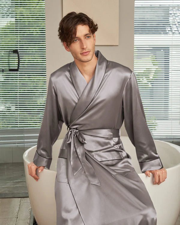 Classic Long Satin Robe for Men - Bella Babe by SK