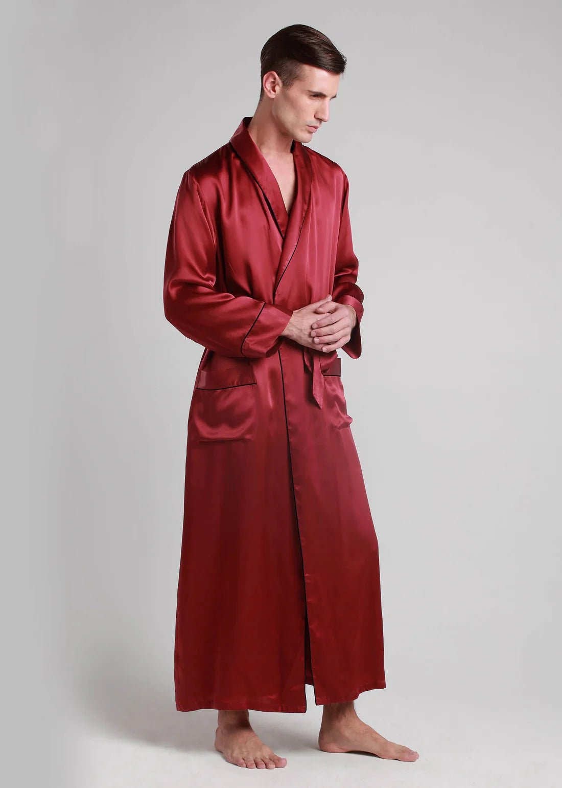Classic Long Satin Robe for Men - Bella Babe by SK