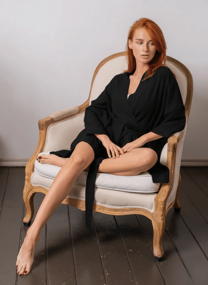 Cotton Muslin Short Robe - Bella Babe by SK