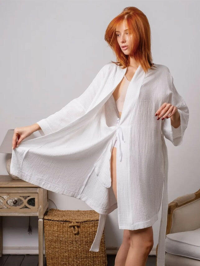 Cotton Muslin Short Robe - Bella Babe by SK