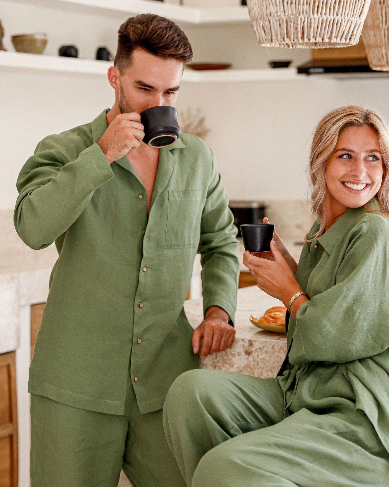 Couple Loungewear in Sage Green - Bella Babe by SK