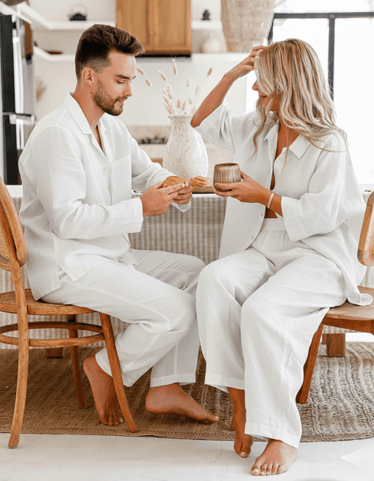 Couple Loungewear in White - Bella Babe by SK