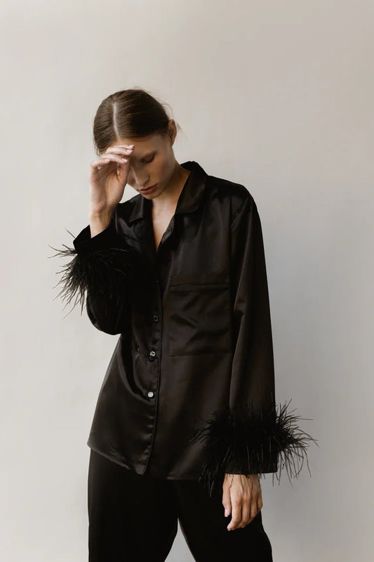 Feather Cropped Pajama Set - Bella Babe by SK