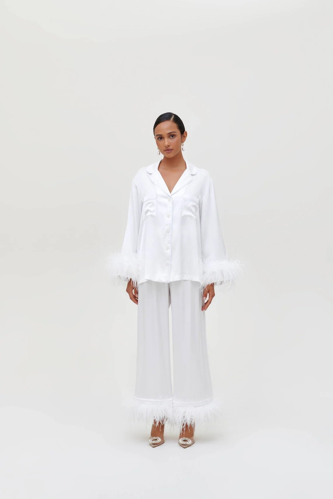 Feather Cropped Pajama Set - Bella Babe by SK