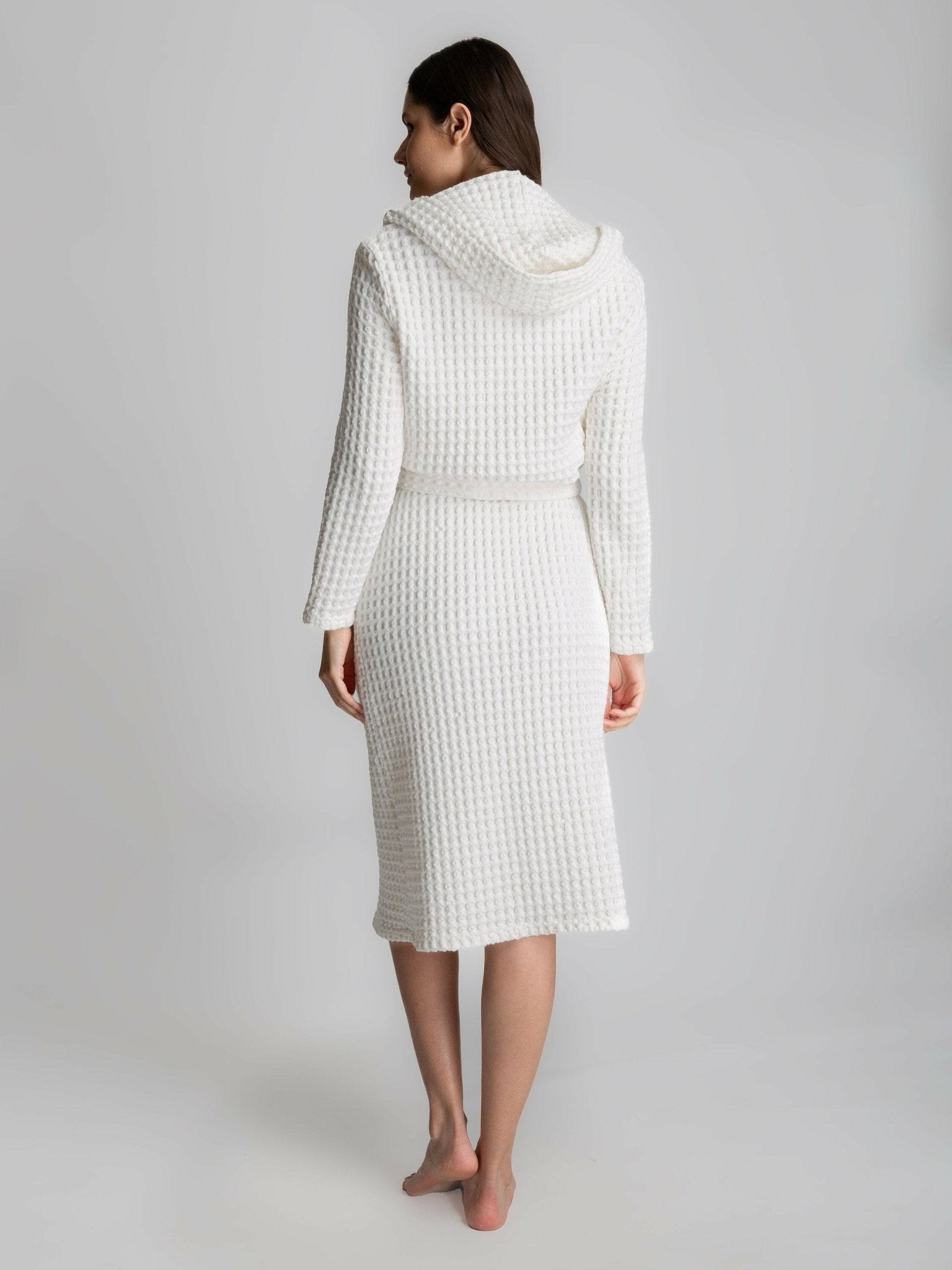 Full Sleeve Cotton Waffle Bathrobe with Hood - Bella Babe by SK