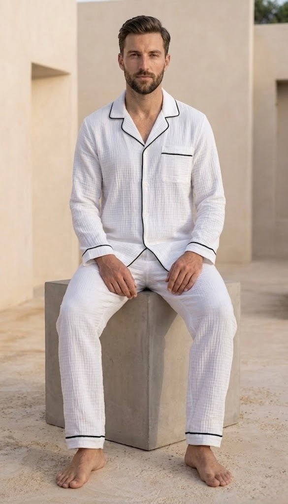 Full Sleeve Muslin Coord Set for Men - Bella Babe by SK