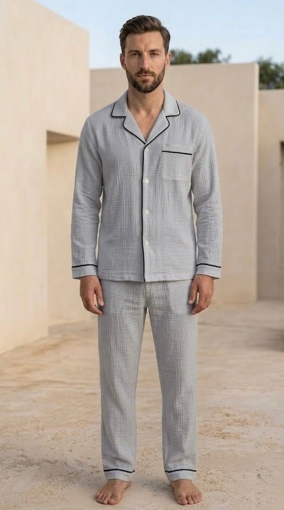 Full Sleeve Muslin Coord Set for Men - Bella Babe by SK