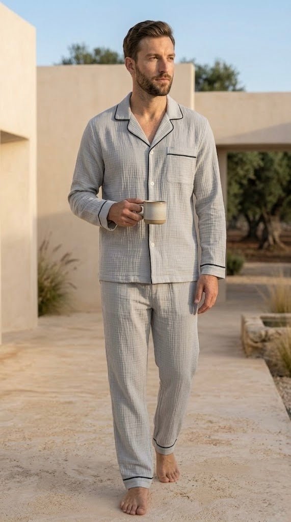 Full Sleeve Muslin Coord Set for Men - Bella Babe by SK