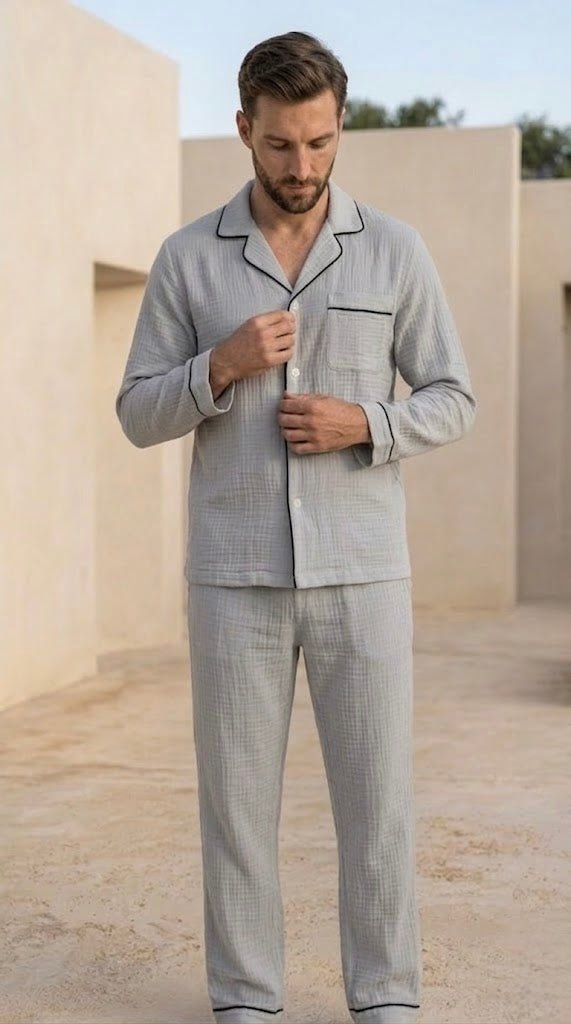 Full Sleeve Muslin Coord Set for Men - Bella Babe by SK