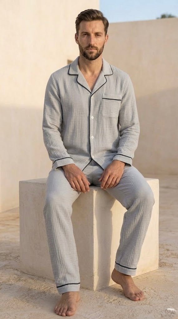 Full Sleeve Muslin Coord Set for Men - Bella Babe by SK